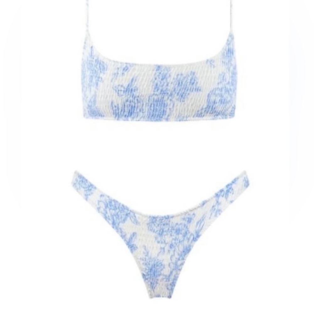 Blue floral triangl bikini